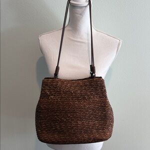 Chic Brown Woven Shoulder Bag